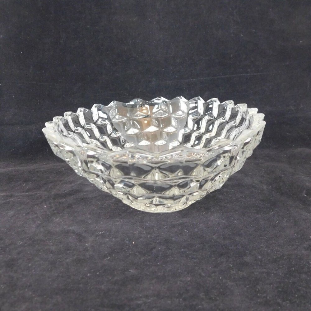 Fostoria American Clear Large Oval Bowl Cube Motif NO RAYS Vintage Made in USA - Picture 2 of 12